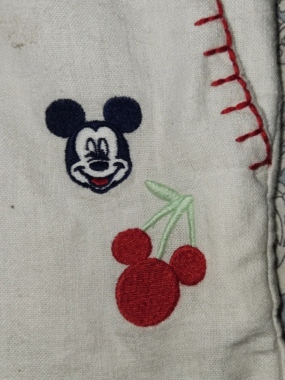 Disney Mickey Mouse White Linen Blend Shorts Girls Size L 10-12 Plus Cherry